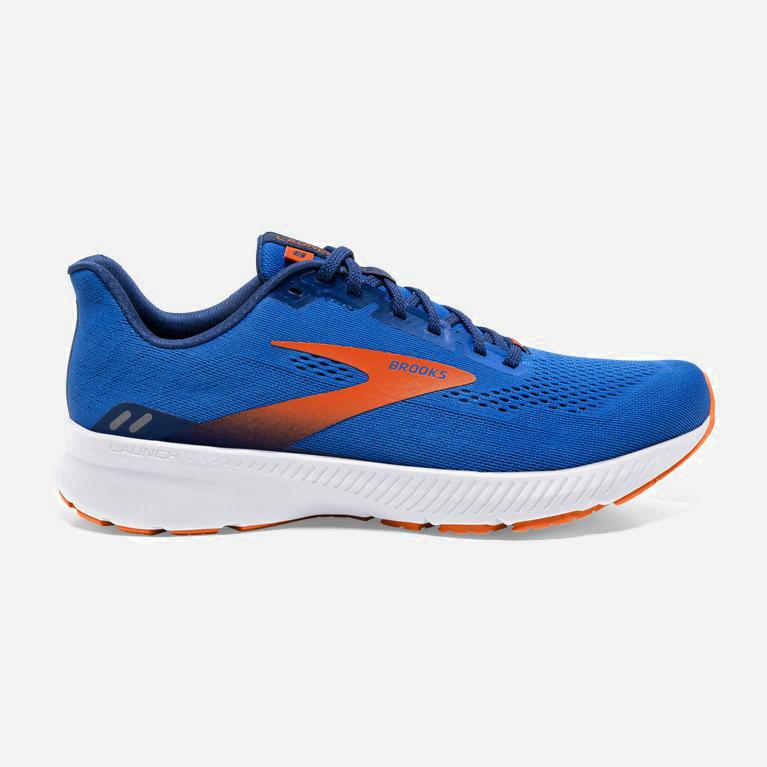 Brooks Launch 8 NZ - Men's Light Cushion Road Running Shoes - Blue/Orange/White (54930-EXUW)